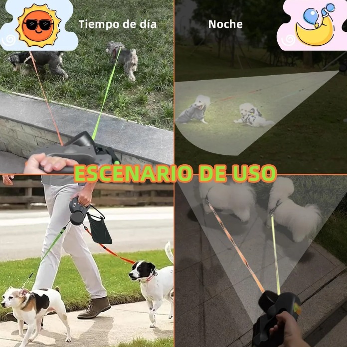 CORREA DOBLE RETRACTIL PARA PERROS